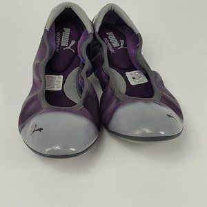 Puma Womens Ecco Ortholite Ballet Flats Shoes Purple Gray Slip On Stretch 10.5